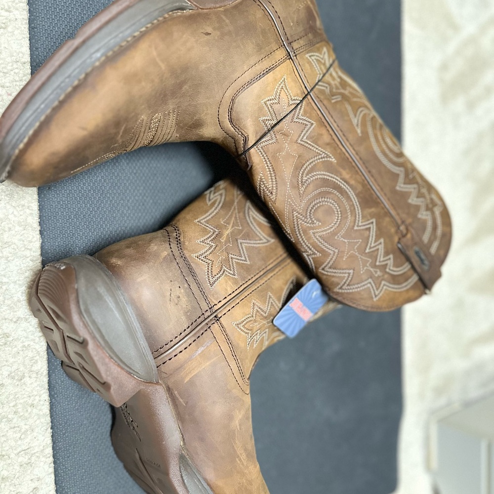 Durango Brown Men's Western Work Boots with Stitch Detail